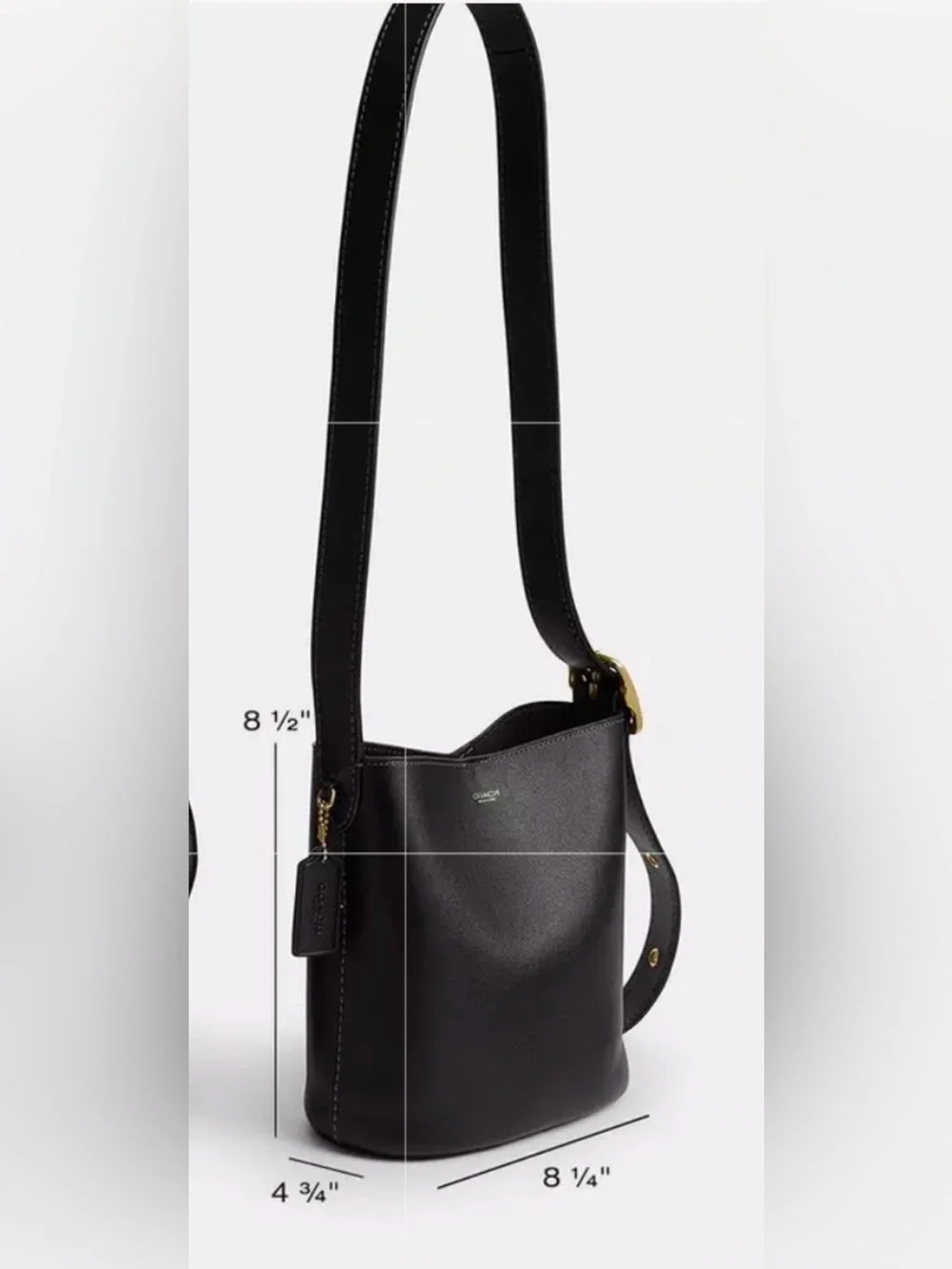 Coach Bleecker Bucket Bag 21 Black Full Grain Leather Boho Minimalist